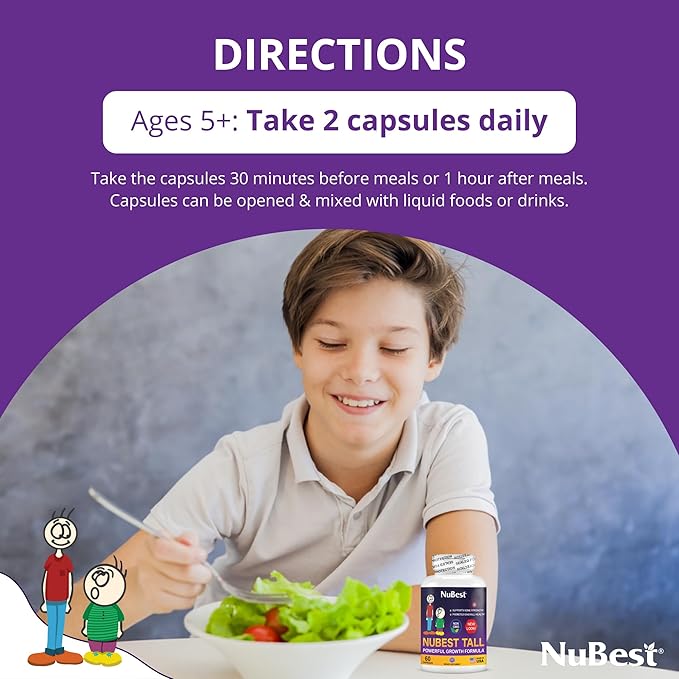 NuBest Tall - Powerful Formula for Strong Bones, Immunity & Healthy Development with Calcium, Collagen & Herbs - for Children (5+) & Teens Who Don’t Drink Milk Daily - 2 Pack | 2 Months Supply
