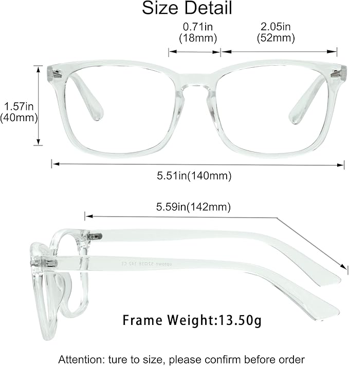 YEIN Bifocal Reading Glasses with Blue Light Blocking Lenses, Bifocal Reader for Women and Men, Vintage Square frame with Spring Hinge (+0.75/+3.50 magnification)