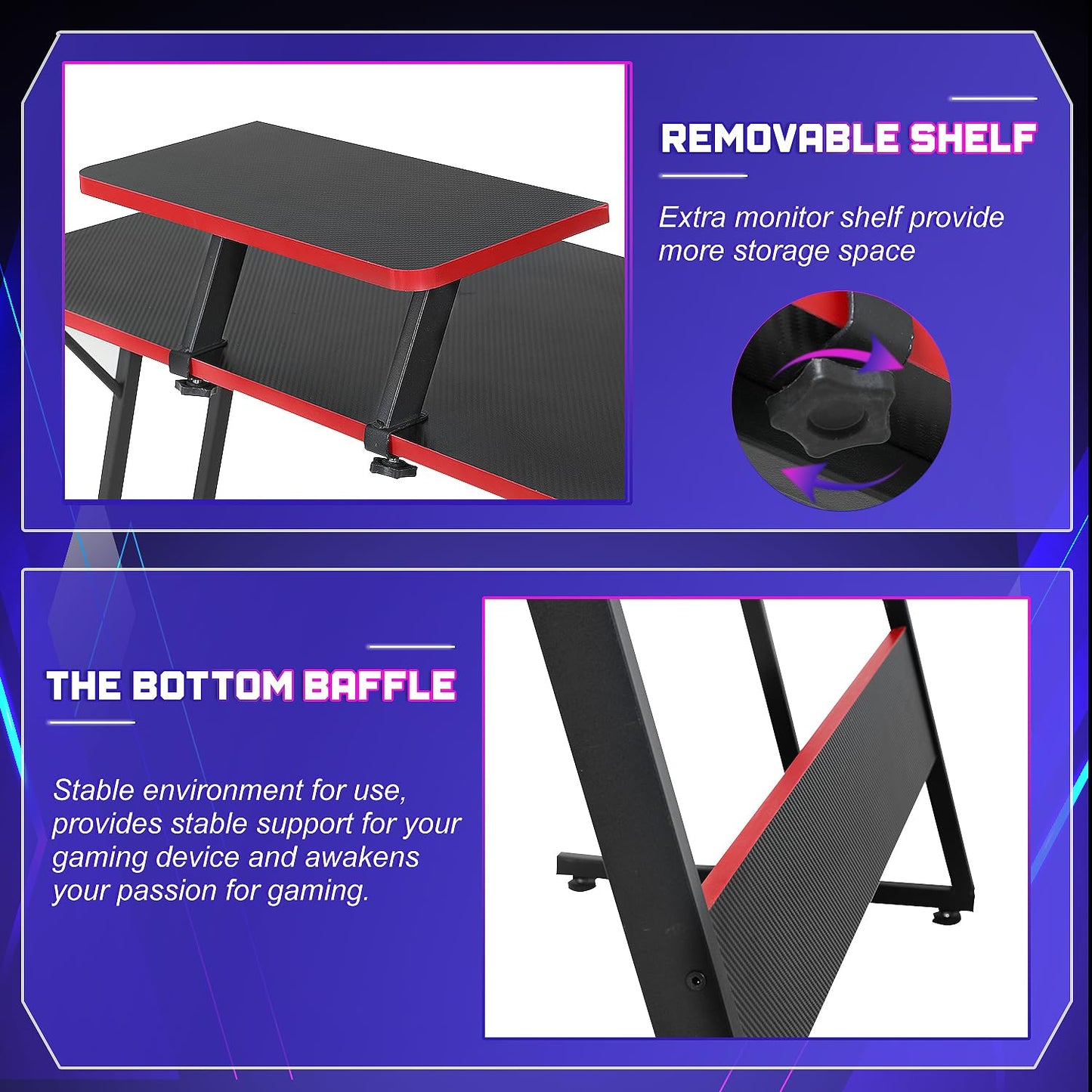 NChanmar L Shaped Gaming Desk with Monitor Riser Stand, Home Office Corner Desk for Studying, Working, Large Desktop, Black