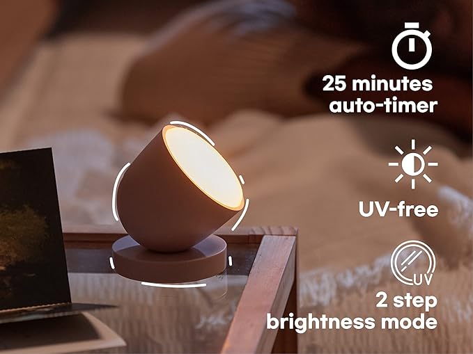 Olly Day & Night Duo Set (Solid Gray & Moon Gray) Light Therapy Lamp, Daily Sunlight to Sleep Well, UV-Free, Rechargeable and Portable, 2step Brightness Mode, 25minutes Automatic Timer