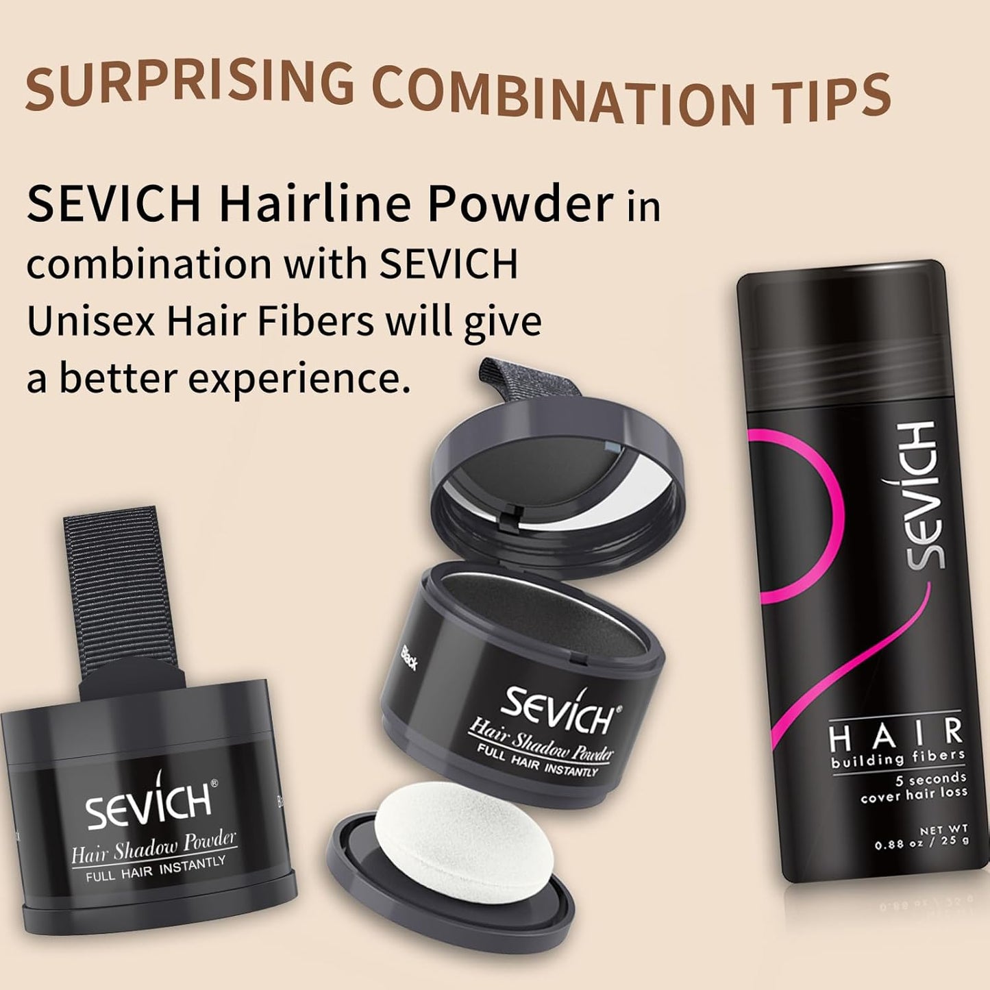 SEVICH Hairline Powder - Instantly Cover Grey Hair and Thinning Hairline, Eyebrows & Beard Line Touch Up, Windproof & Sweatproof, Auburn