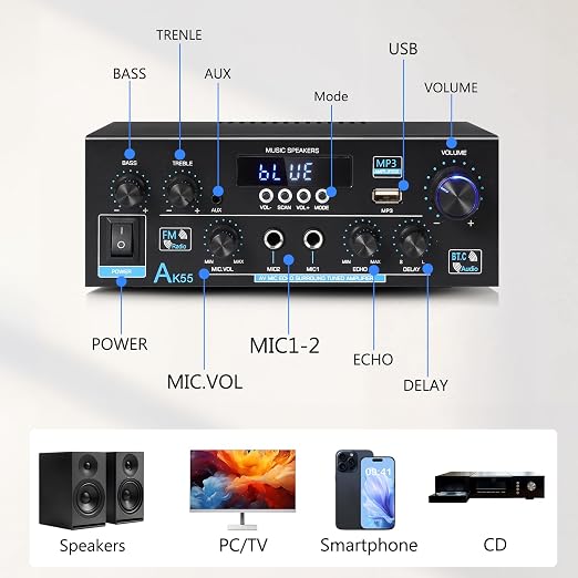 AK55 Stereo Amplifier Home Audio