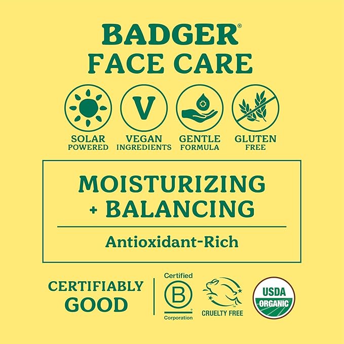 Badger Argan Face Oil, Organic Facial Moisturizer for All Skin Types, Deep Nourishment, Quick Absorption, Moisturizing Facial Oil, 1 fl oz Glass Bottle