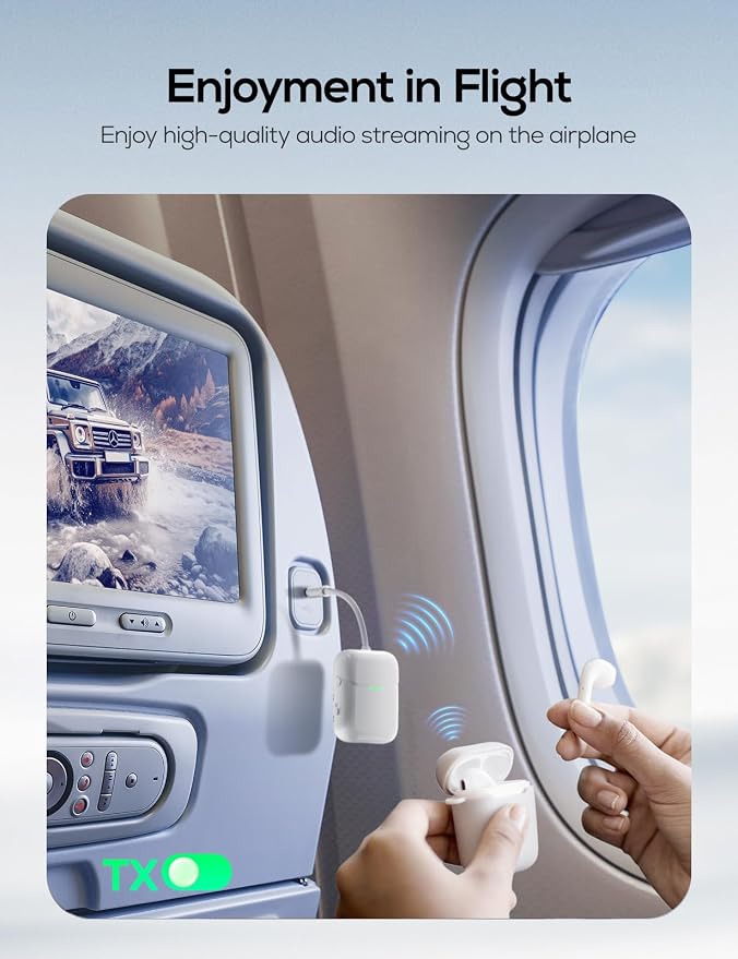 Nulaxy Air in-Flight Bluetooth Wireless Audio Transmitter Receiver