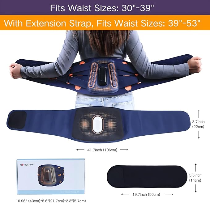 Back Heating Pad with Massager for Back Pain Relief, Detachable Vibrating Massager Waist Lumbar Belt, Wide Range of Fit for 30-53 Waist