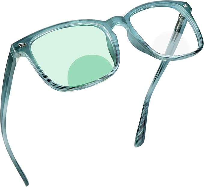 YEIN Bifocal Reading Glasses with Blue Light Blocking Lenses, Bifocal Reader for Women and Men, Vintage Square frame with Spring Hinge (+1.00/+4.00 magnification)