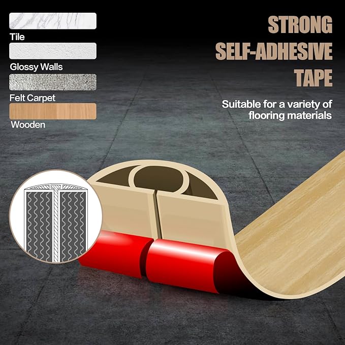 Floor Cord Cover Self Adhesive Cord Hider, 20FT Cable Management, Extension