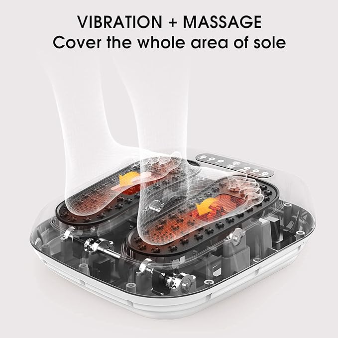 Vibration Foot Massager Multi Relaxations and Pain Relief Rotating Acupressure Electric Foot Circulation Device with Remote Control (White)