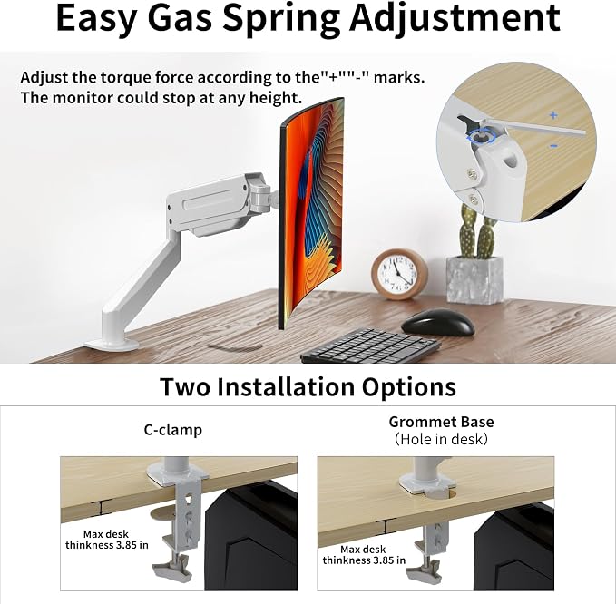 Suptek Monitor Mount Gas Spring Single Monitor Arm Desk Mount Stand Fully