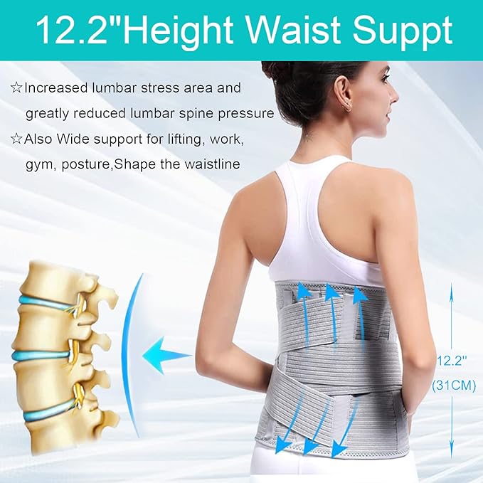 Back Support,Entire Back Brace, Lumbar Support Belt for Women & Men, Adjustable Waist Trainer Belt for entire Back Pain Relief, Keeps Your Spine Straight and Safe(S)