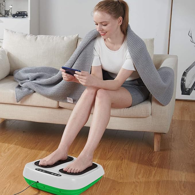Vibration Foot Massager Multi Relaxations and Pain Relief Rotating Acupressure Electric Foot Circulation Device with Remote Control (White)