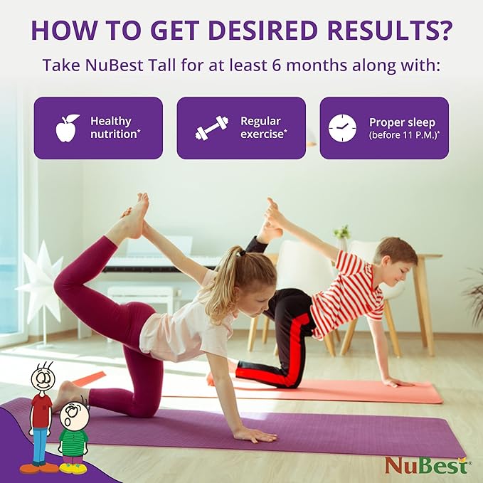 NuBest Tall - Powerful Formula for Strong Bones, Immunity & Healthy Development with Calcium, Collagen & Herbs - for Children (5+) & Teens Who Don’t Drink Milk Daily - 2 Pack | 2 Months Supply