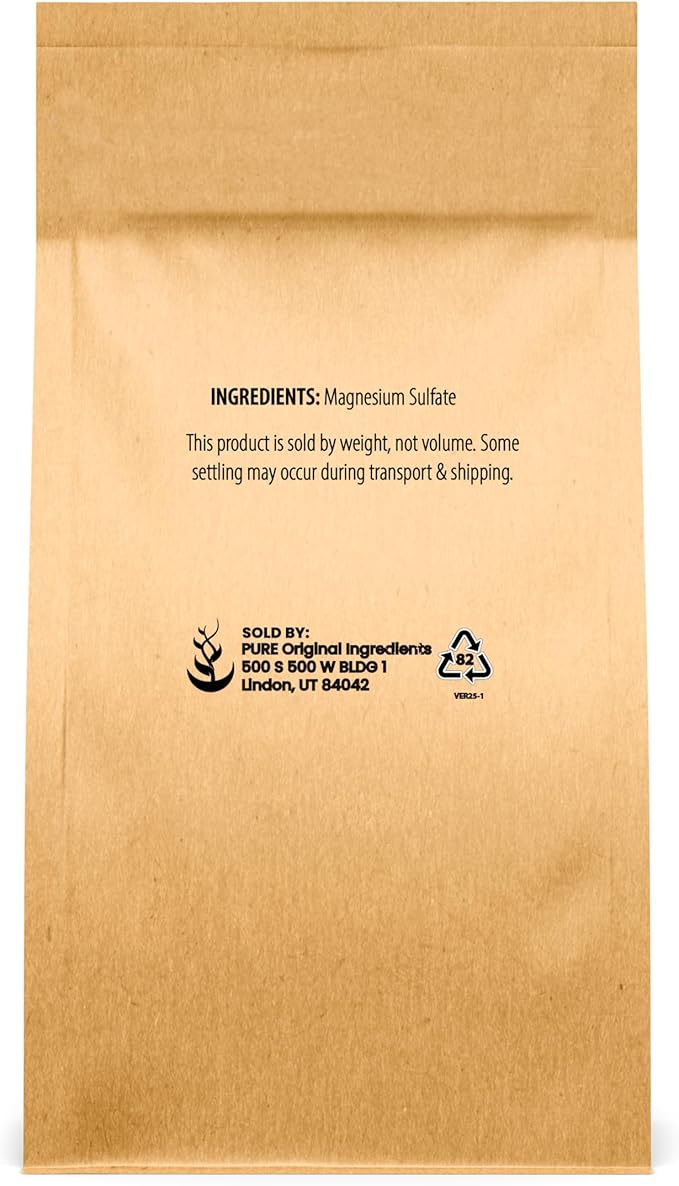 Pure Original Ingredients Epsom Salt (5 lb) Pure Magnesium Sulfate, Soaking Solution