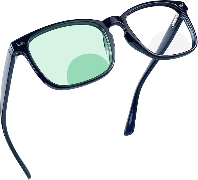 YEIN Bifocal Reading Glasses with Blue Light Blocking Lenses, Bifocal Reader for Women and Men, Vintage Square frame with Spring Hinge (+0.75/+3.50 magnification)