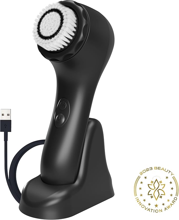 Spa Sciences - NOVA - Sonic Cleansing Brush with Bristles & Infusion System – Anti-Aging Facial Exfoliating, Waterproof, and USB Rechargeable
