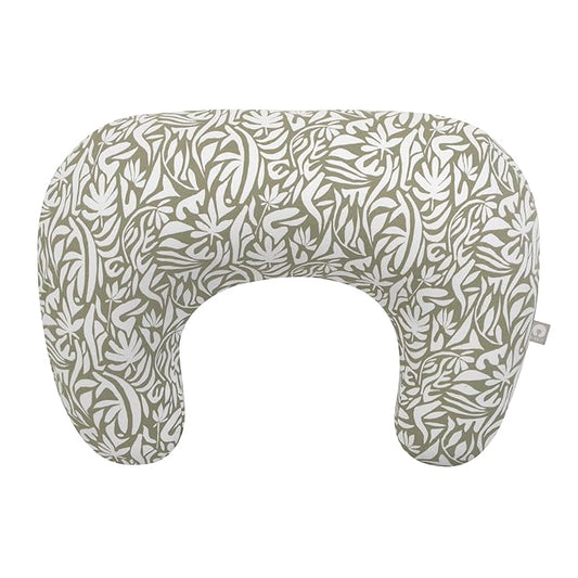 Boppy Nursing Pillow with Organic Cover, Green Cut Out Leaves, Larger, More Supportive Pillow for Breastfeeding and Bottle Feeding; Firmer and Higher Than Original Nursing Pillow; JPMA Certified