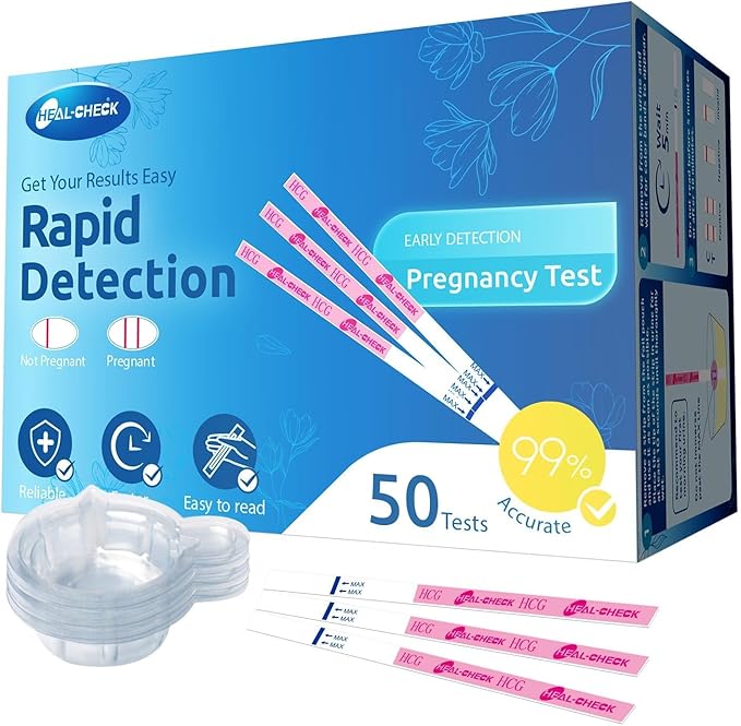Ovulation Test Strips 40 and Pregnancy Tests 50, HEAL-CHECK Bulk Ovulation Predictor Kit for Women TTC, Over 99% Accuracy, Easy to Use at Home, Individually Wrapped, FSA HSA | 40LH+50HCG+90 Urine Cup