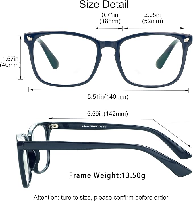 YEIN Bifocal Reading Glasses with Blue Light Blocking Lenses, Bifocal Reader for Women and Men, Vintage Square frame with Spring Hinge (+0.50/+2.25 magnification)