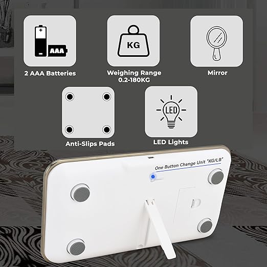 Eilison Highly Advance Digital Body Weight Scale 400lbs, Precision Step-on Bathroom Scale,Accurate & Large LED Display,Weight Verification,Auto-calibrated,Thick Tempered Glass (Silver)