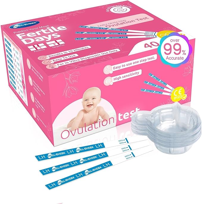 Ovulation Test Strips 40 and Pregnancy Tests 50, HEAL-CHECK Bulk Ovulation Predictor Kit for Women TTC, Over 99% Accuracy, Easy to Use at Home, Individually Wrapped, FSA HSA | 40LH+50HCG+90 Urine Cup
