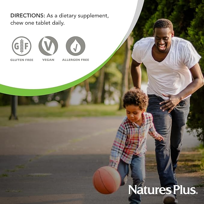 Natures Plus Orange Juice Chewable Vitamin C - 500 mg, 90 Tablets - High Potency Immune & Vascular Health Support Supplement, Antioxidant - Gentle On Stomach - Vegetarian, Gluten-Free - 90 Servings