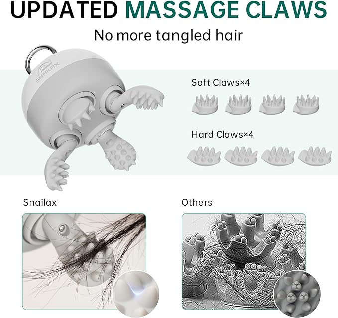 Electric Scalp Massager, Cordless Head Massager for Hair Growth Stress Relax, Waterproof Hair Head Scratcher 8 Massage Claw, Pet Cat Massager, Rechargeable Gifts