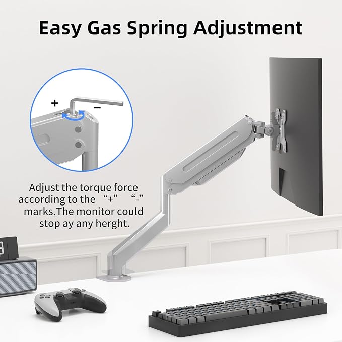 Suptek Single Monitor Mount Adjustable Gas Spring Monitor Arm Desk Mount Stand