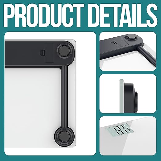 Professional Bathroom Scale for Body Weight with XL Platform Accurate Body Weight Scale for Adults, Seniors and Pets, 12-inch 30cm Large Platform, High Capacity 440lb/200kg, Batteries Included, White