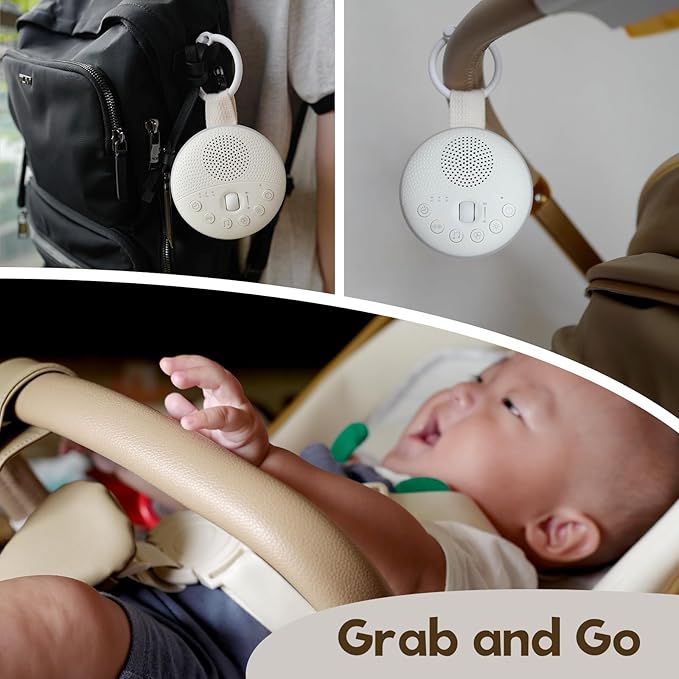 White Noise Machine - Portable Sound Machine for Baby and Adult, with 21 Quality Non-looping Sleep Sounds, Night Light, Rechargeable Battery, for Travel, Home, Sound Therapy, Registry Gift