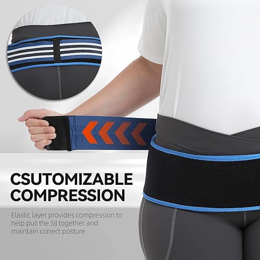 Sacroiliac SI Joint Hip Belt for Women Men-Alleviate Sciatica|Pelvic|Back|Lower Back Support, Pelvic Support Belt, Adjustable Lumbar Pain Relief, Trochanter Belt Blue, XXL(Hip Size 63"- 71")