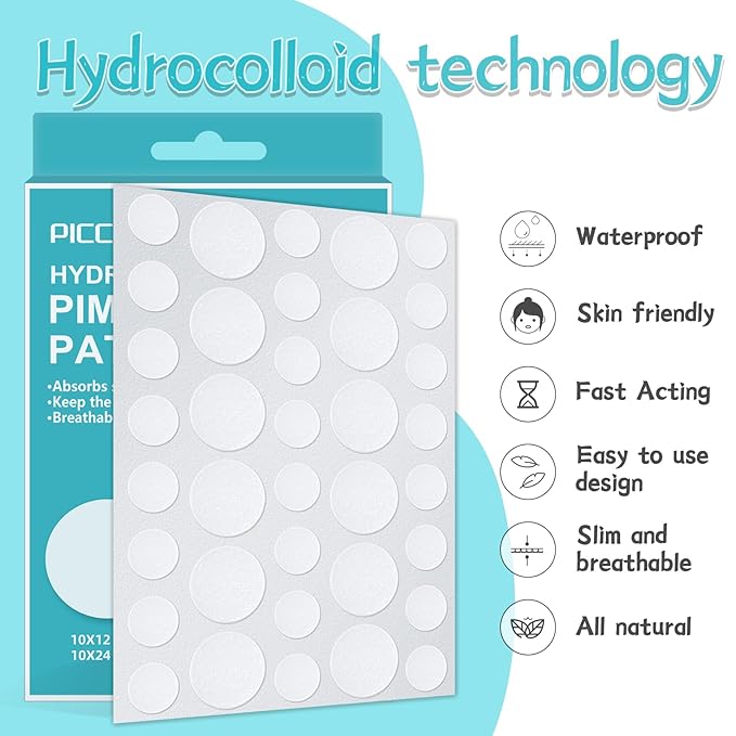 PICcircuit Pimple Patches for Face, Hydrocolloid Acne Patches, Invisible Zit Patches for Face, Acne Spot Treatment Patch Cystic Blemish Patches Zit Stickers for all Skin Colors (360 Counts)