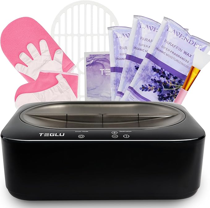 Upgraded Paraffin Wax Machine for Hand and Feet 4000ML, Teglu Paraffin Bath Moisturizing Kit with 3X 450g Paraffin Wax Refill for Hand and Foot Spa at Home, Paraffin Wax Warmer Black
