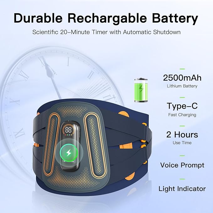 Back Heating Pad with Massager for Back Pain Relief, Detachable Vibrating Massager Waist Lumbar Belt, Wide Range of Fit for 30-53 Waist