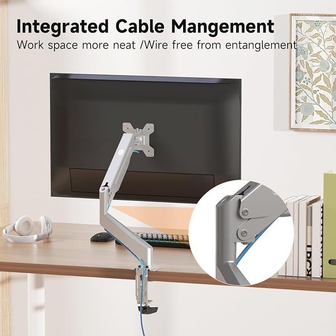 Suptek Single Monitor Mount Stand, Gas Spring Monitor Arm Desk Mount Fully