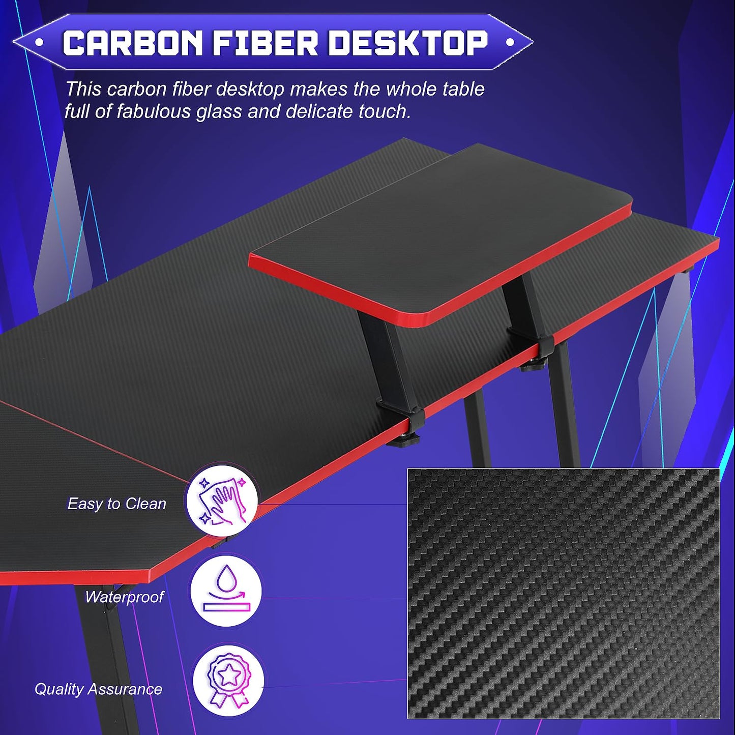 NChanmar L Shaped Gaming Desk with Monitor Riser Stand, Home Office Corner Desk for Studying, Working, Large Desktop, Black
