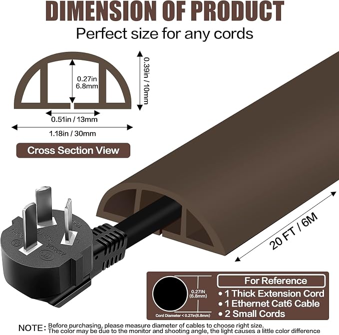 Floor Cord Cover Cable Cavity Self Adhesive Cord Hider Floor 10FT Floor Cable
