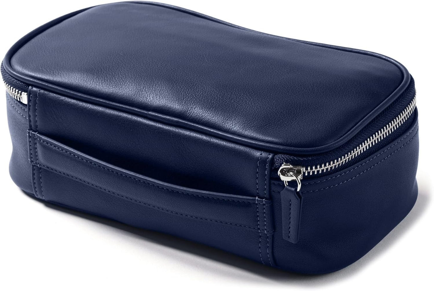 Leatherology Navy Blue Medium Travel Organizer - Zipped mesh storage pocket, elastic loops for organization, metal zipper with leather pull