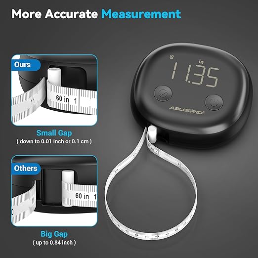 ABLEGRID Digital Smart Bathroom Scale for Body Weight and Fat Percentage and Smart Body Tape Measure Rechargeable with Fitdays APP