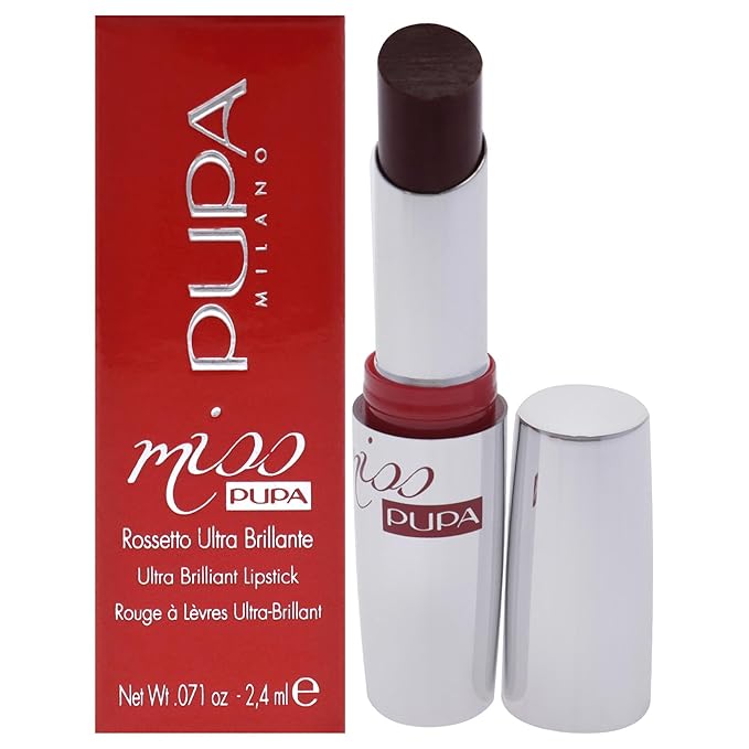 Pupa Milano Miss Milano Lipstick - Creamy, Ultra Pigmented Color For Lips - Nourishing Formula - Crystal-Effect Lipstick - Ultimate Boost Of Volume And Hydration - 504 Ruby Red - 0.071 OZ