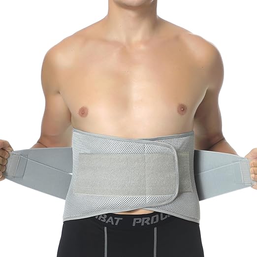 NeoTech Care Adjustable Compression Back Brace Lumbar Support Belt, Grey, Size XXL