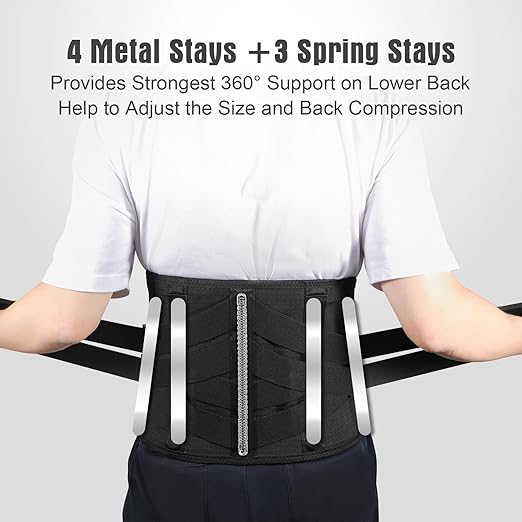 Heated Back Brace with Massage, Rechargeable Heating Pad for Back Pain Relief, Adjustable Back Support Belt with Heat Therapy and Vibration Massager for Men and Women, XL
