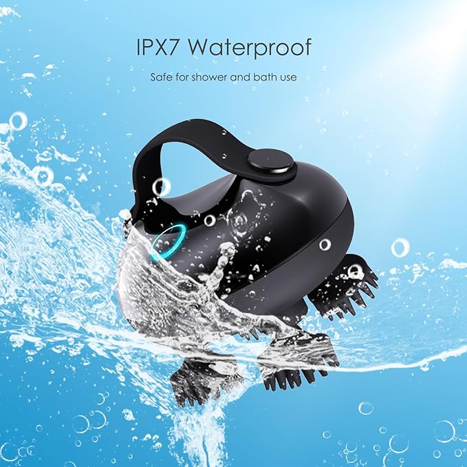 Electric Scalp Massager Hair Growth, IPX7 Waterproof Cordless Hair Scalp Massager Stress Relax, Portable Handheld Head Scratcher for Full Body Massage, Ideal Gifts(Black)