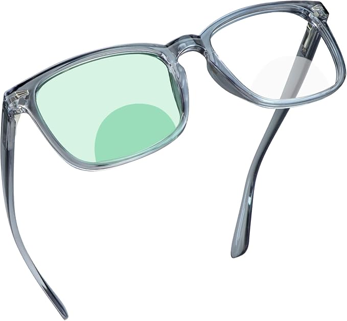 YEIN Bifocal Reading Glasses with Blue Light Blocking Lenses, Bifocal Reader for Women and Men, Vintage Square frame with Spring Hinge (+0.00/+2.00 magnification)