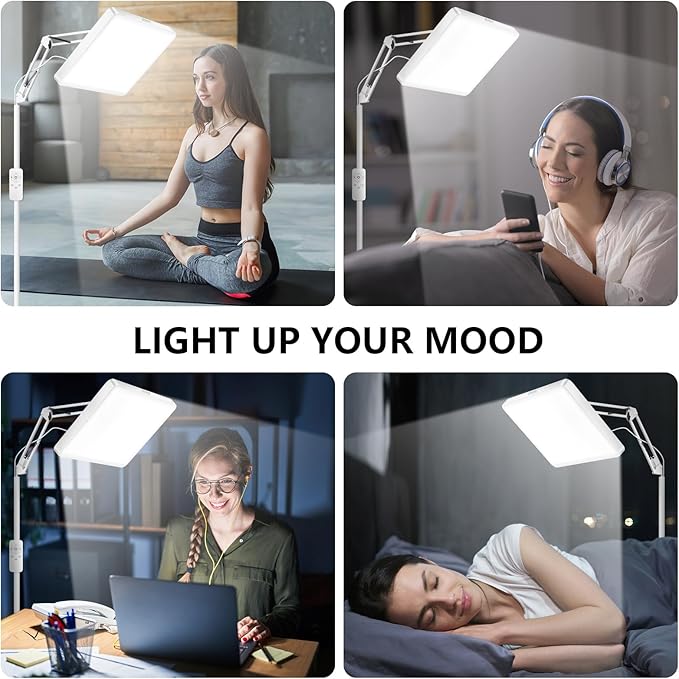 SUXIO Light Therapy Lamps - 12000 LUX Therapy Light, Happy Lamp with Remote, Lights Box Therapy with 3 Timer & 4 Brightness, LED UV-Free Daylights Lamp Perfect for Home, Office