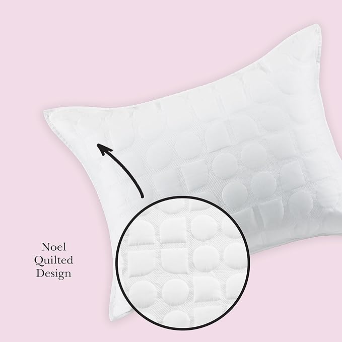 kate spade new york Noel King Quilt Bedding Set, 200 Thread Count and 100% Cotton Cover, All Season 3 Piece Reversible Bedding Set, Machine Washable, Marshmallow