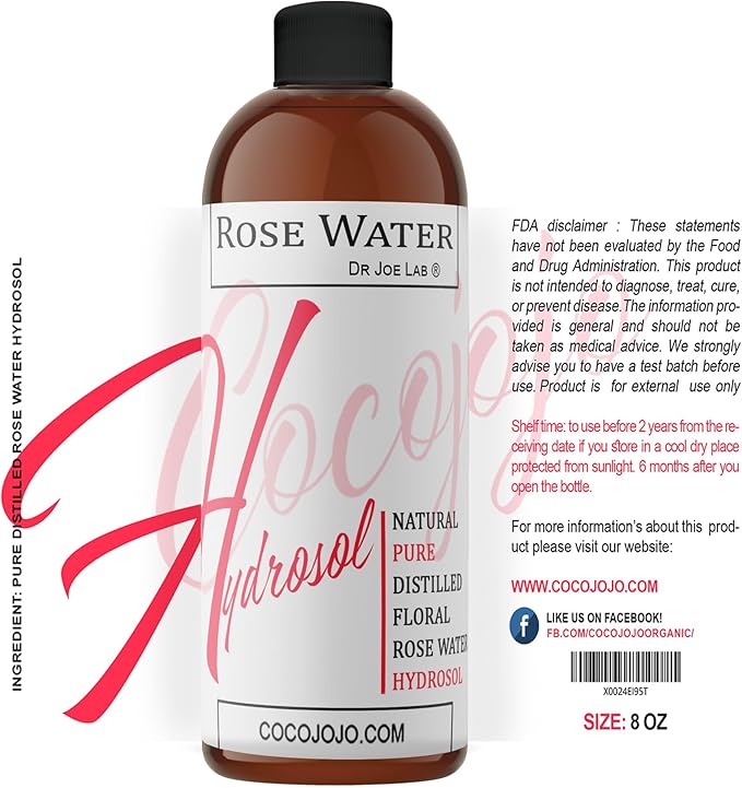 Rose Water Hydrosol - 8 oz & Sprayer - 100% Natural Pure Steam Distilled Bulgarian Rosewater Facial Floral Hydrating Toner Mist - Face Skin Hair Locs Dreads Body Bath Spray Spritz - Packaging May Vary