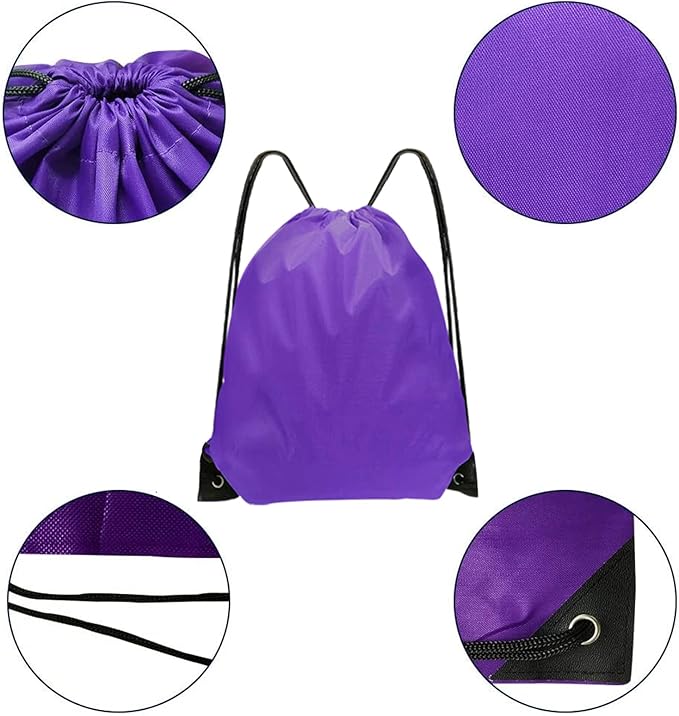 Drawstring Backpack Bulk 70Pcs String Backpack Drawstring Bags Cinch Bag Sackpack for Men Women Gym(Purple)