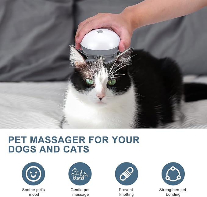 Upgraded Handheld Pet Massager for Dogs and Cats, Electric With 4 Rotatable Heads, Three Modes, for Relieving Tight Stiffness Muscles, Promote Bonding