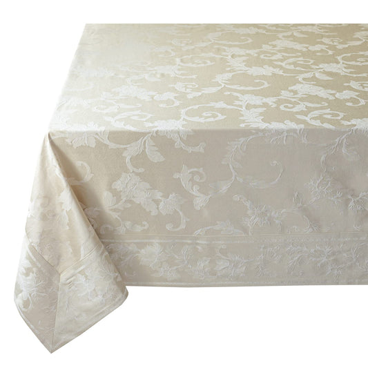 Benson Mills Harmony Scroll Woven Damask Fabric Tablecloth, Everyday, Parties, Special Occasions, Weddings and Holiday Table Cloth (60" X 84" Rectangular, Birch)