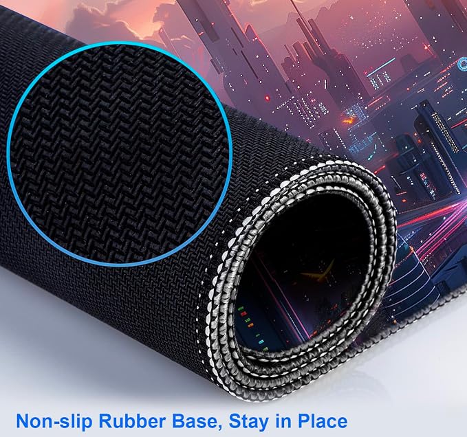 Digital Anime City Night View Office Art Desk Mat, Female Aesthetic Style
